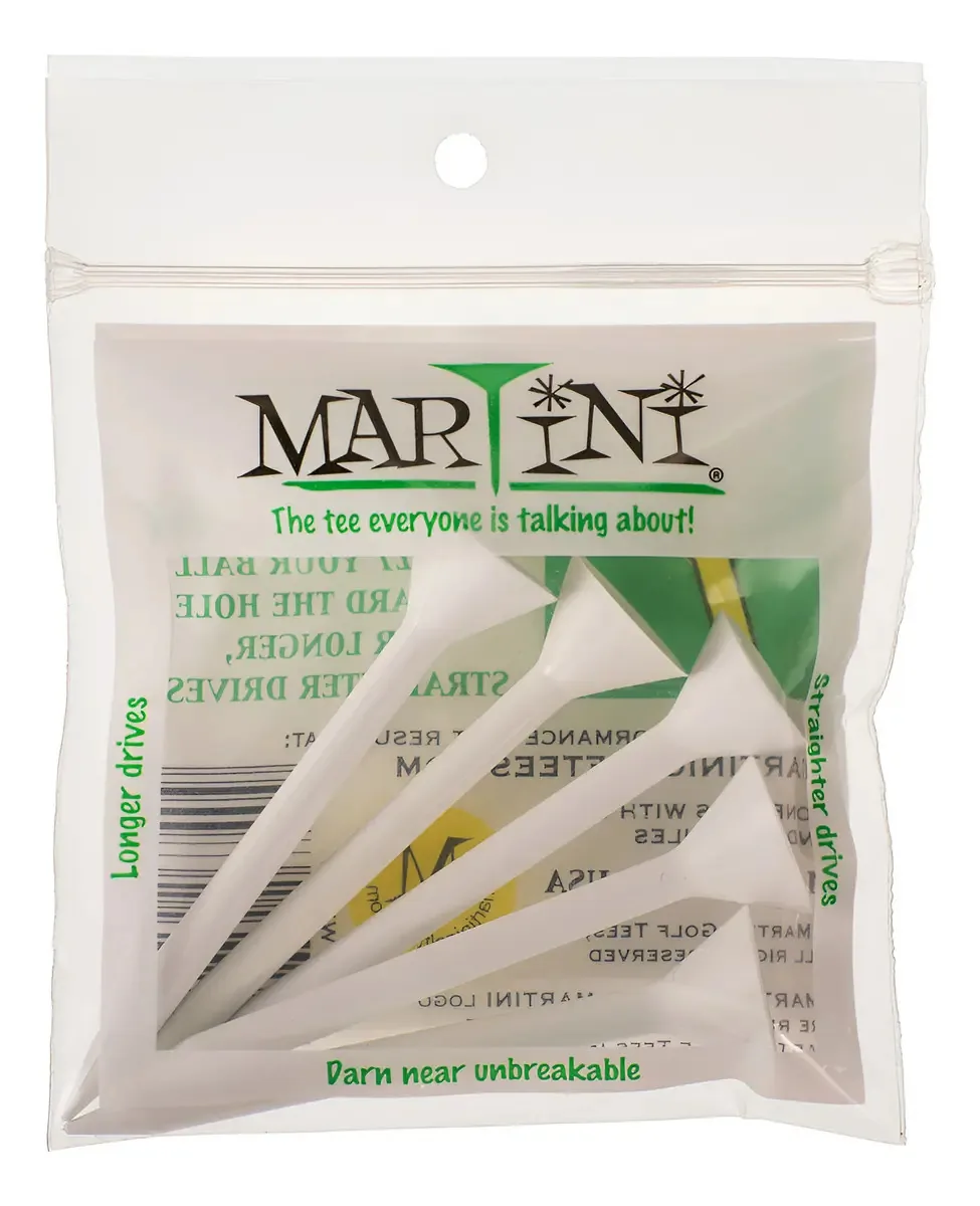 Martini, pacote com 5 camisetas de golfe de plástico e duráveis da. Cor: branco