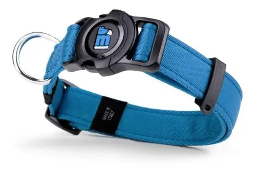 Coleira Memopet My Family Em Poliéster Para Pets Azul Liso M
