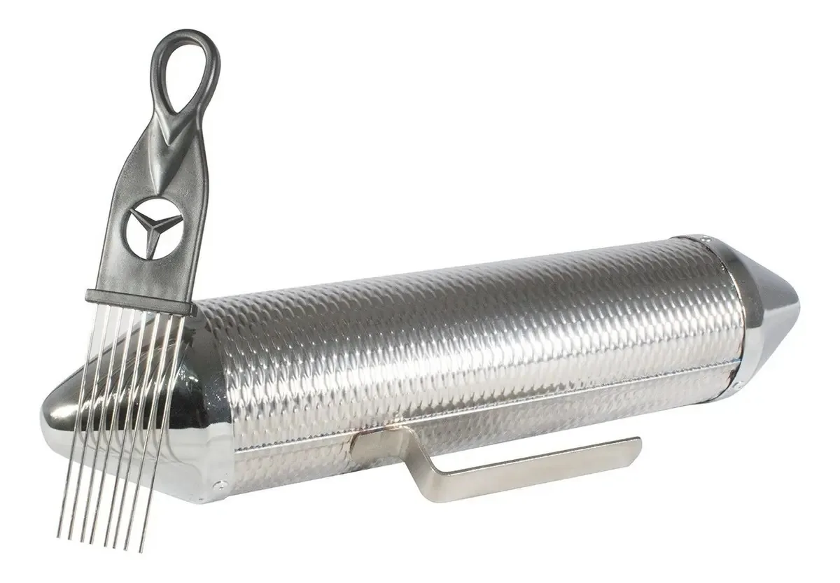 Guiro de aço Maxtone Mgtc-07 com raspador de merengue, cor prata
