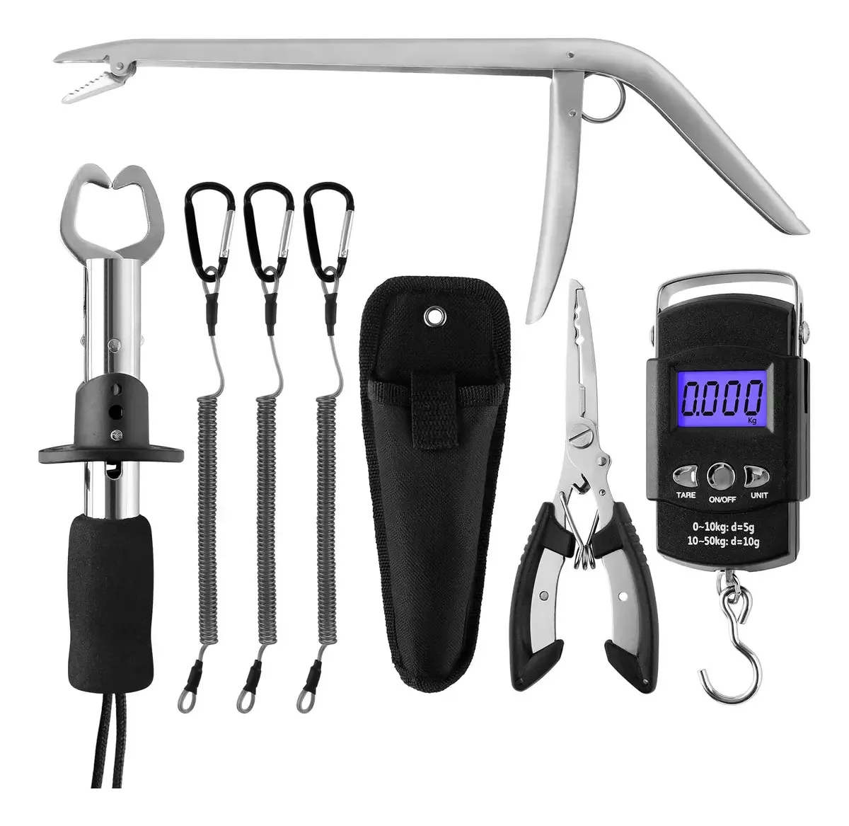 Kit de ferramentas de pesca, alicate, removedor, balança e alça