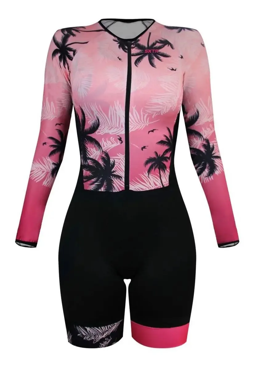 Macaquinho Ciclismo Feminino Manga Longa Havana Rosa