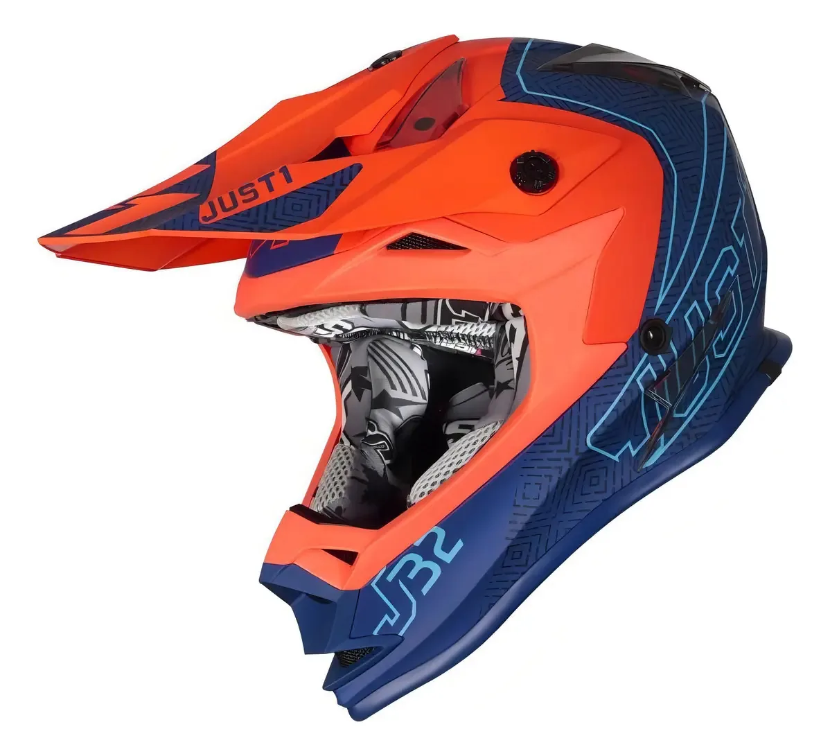 Capacete de motocross Just1 J32 J32 VERTIGO BLUE/FLUO ORANGE laranja j32 vertigo tamanho YL
