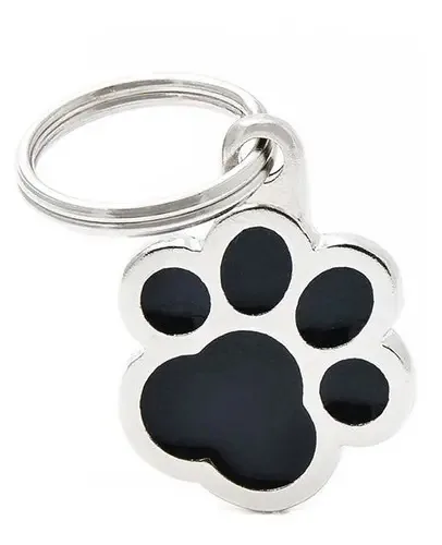 Crachá de identificação de animal de estimação com impressão digital pequena, cor gravada, impressão digital preta