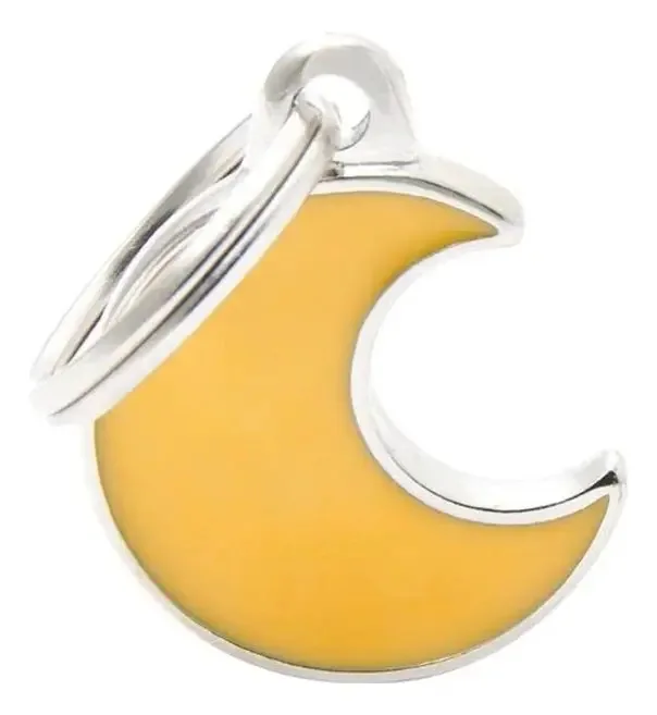 Crachá de identificação de animal de estimação My Family Charms Moon Yellow