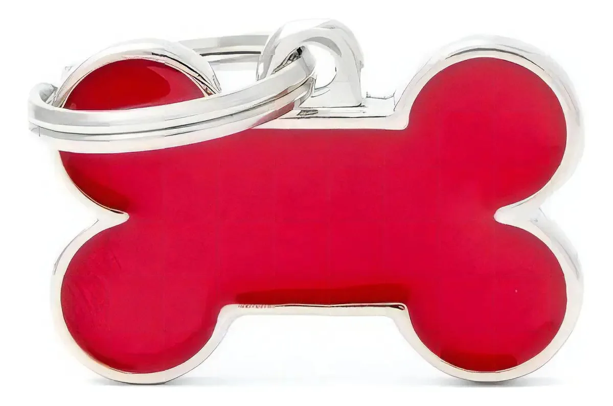 Crachá de identificação de animal de estimação Small Bone gravado em cor vermelha