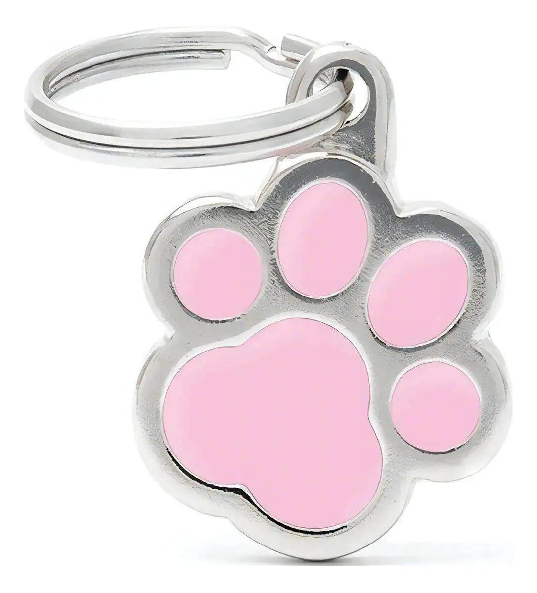 Crachá de identificação de animal de estimação com impressão digital pequena e impressão digital rosa gravada