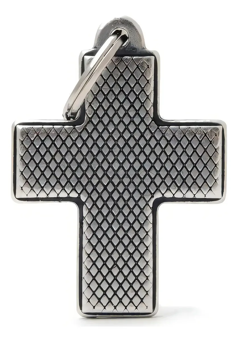 Chapita Identificadora Mascotas Cruz Rombo Grabado Cruz Grande
