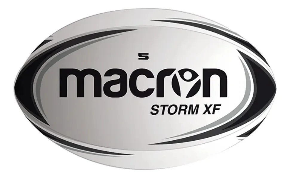 Bola de rugby de treinamento Macron Storm Xf branca-preta T5