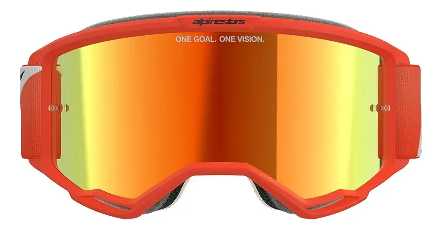 Antióculos para motocicletas Alpinestars — Lente de óculos corporais Vision 5 — Moldura vermelha espelhada dourada — Tamanho único para todos