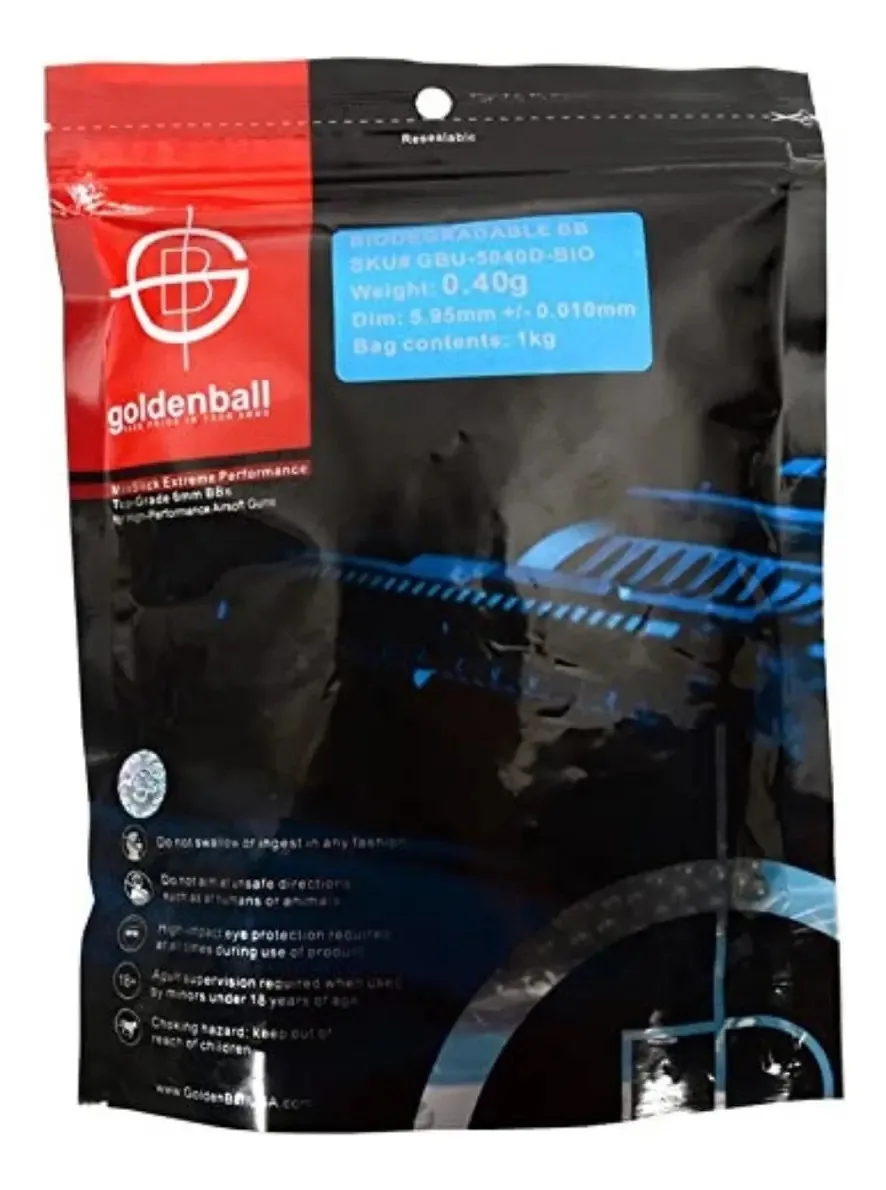 Airsoft biodegradável Goldenball Bbs 4.0 preto 2500rd Xtrmc