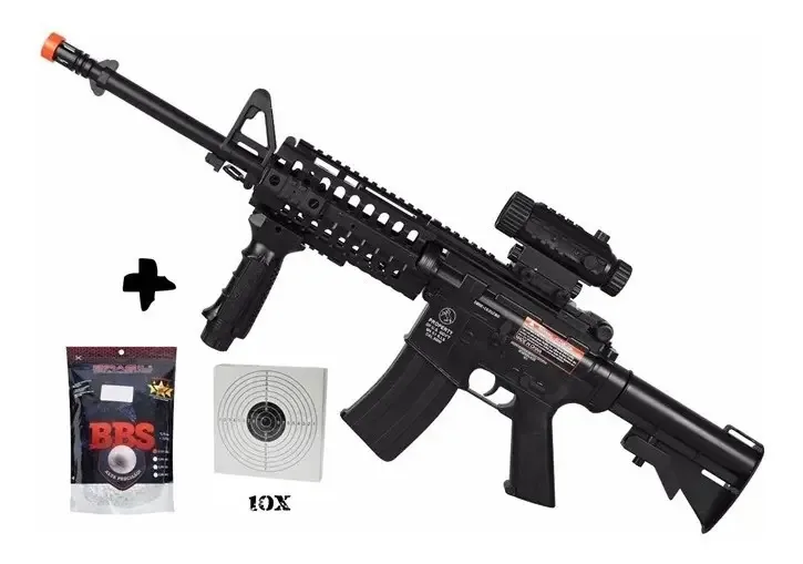 Rifle Airsoft Cybergun Aeg Colt M4a1 Ris Bivolt + 5000 Bbs Calibre 6 Mm Cor Preto