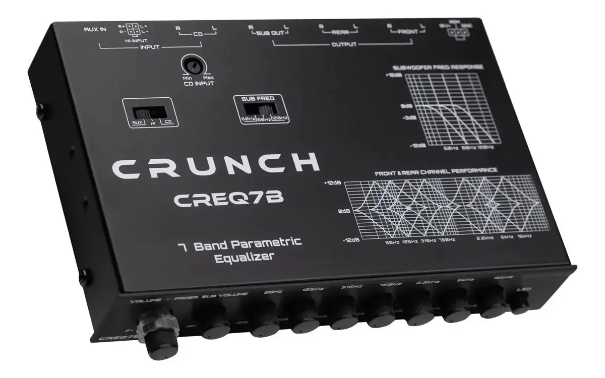 Equalizador paramétrico de 7 bandas Crunch Creq7b 9v preto