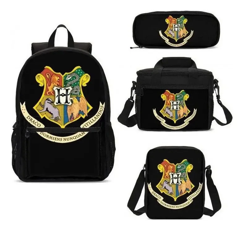 Conjunto De 4 Mochilas, Mochilas Escolares, Lápis E Bandejas Cor Preto