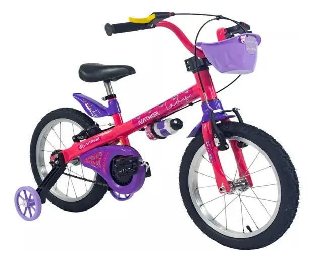 Para-lamas de bicicleta infantis Lady Rod 16 Caramañola, cor completa, fúcsia, tamanho 16