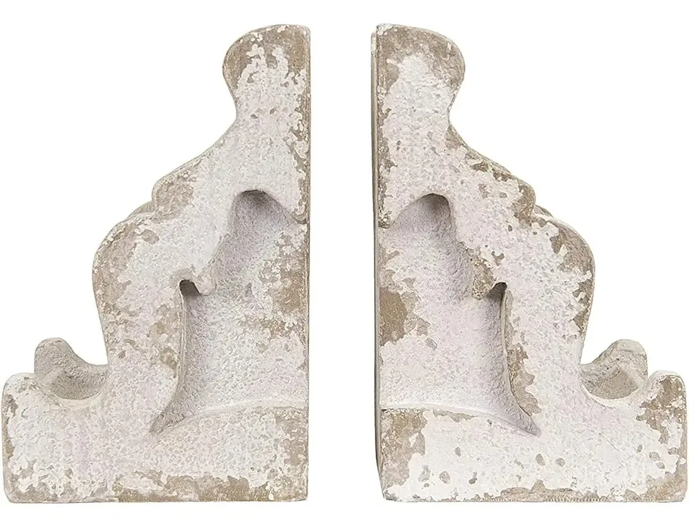 Conjunto antigo de suportes para livros com suporte branco