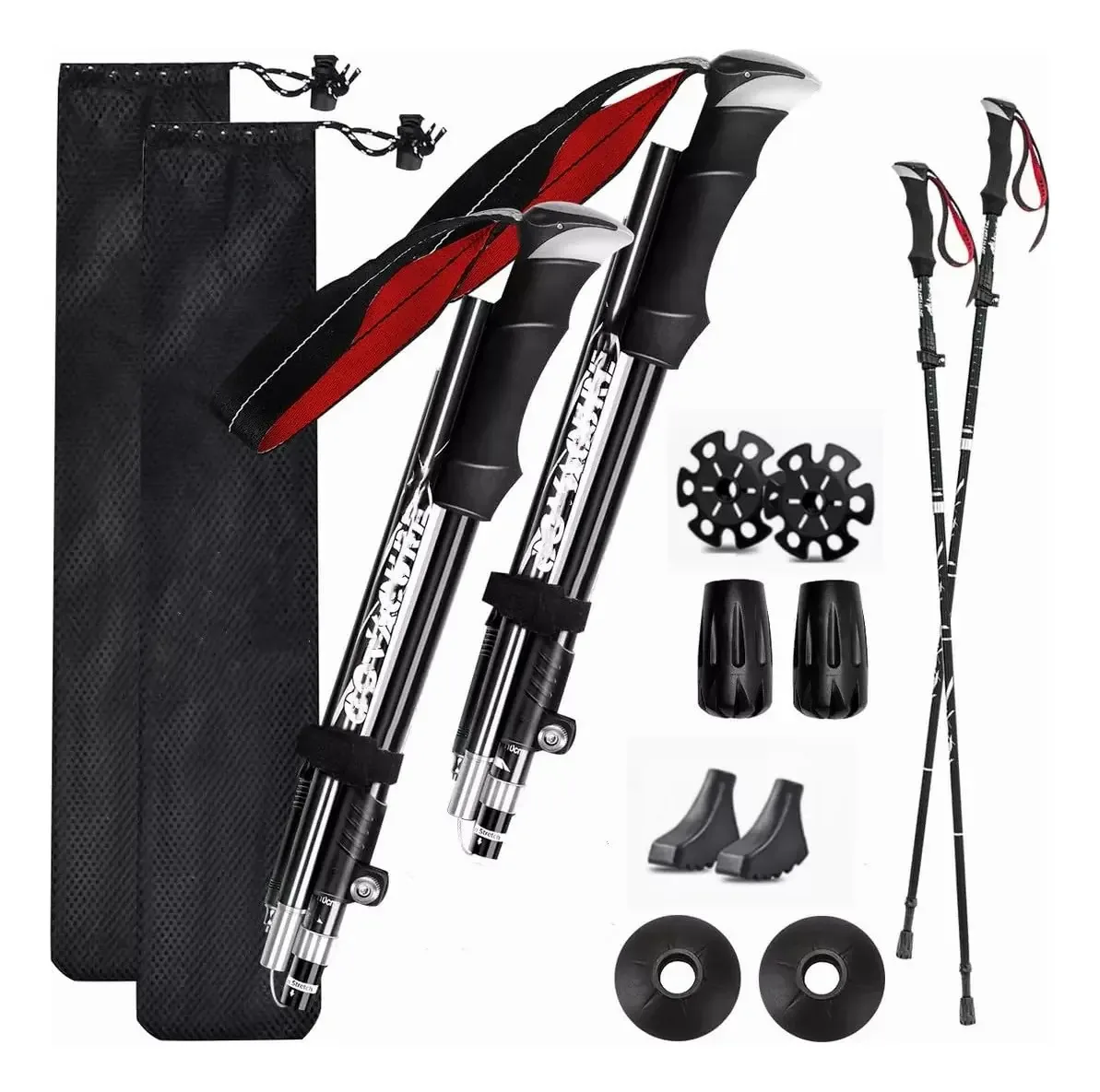 Bastões De Trekking Dobráveis Ajustáveis 130cm 2 Peças