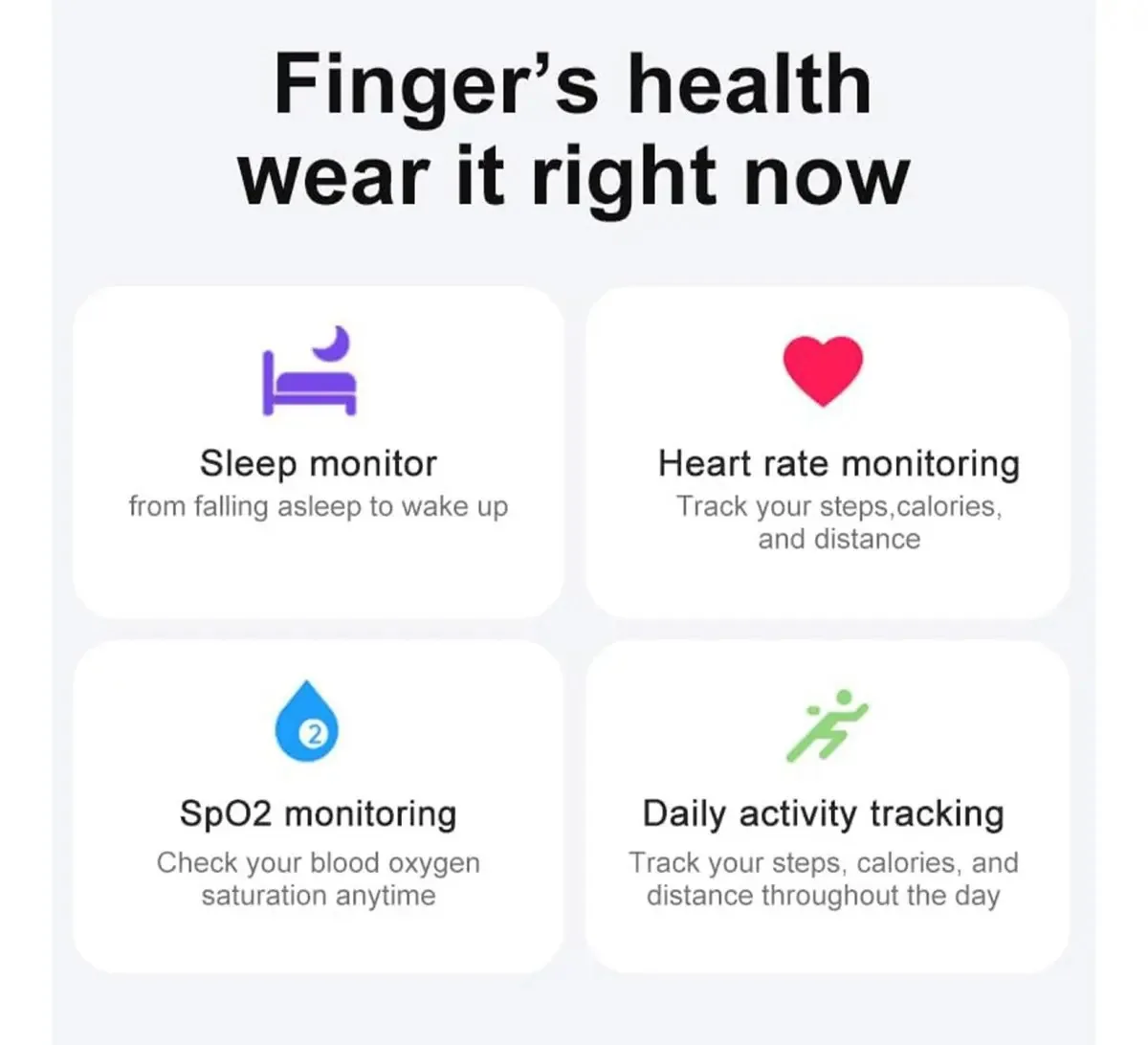 Anel Inteligente, Sem Assinatura Para Aplicativo, Tamanho Primeiro Com Kit De Tamanhos, Duração Da Bateria De 7 Dias, Monitor De Atividade E Sono/estresse/frequência Cardíaca, Resistente À Água Preto