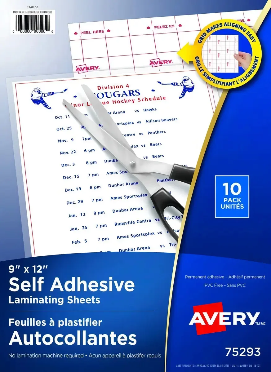 Folhas laminadas autoadesivas Avery Ave73603, transparentes