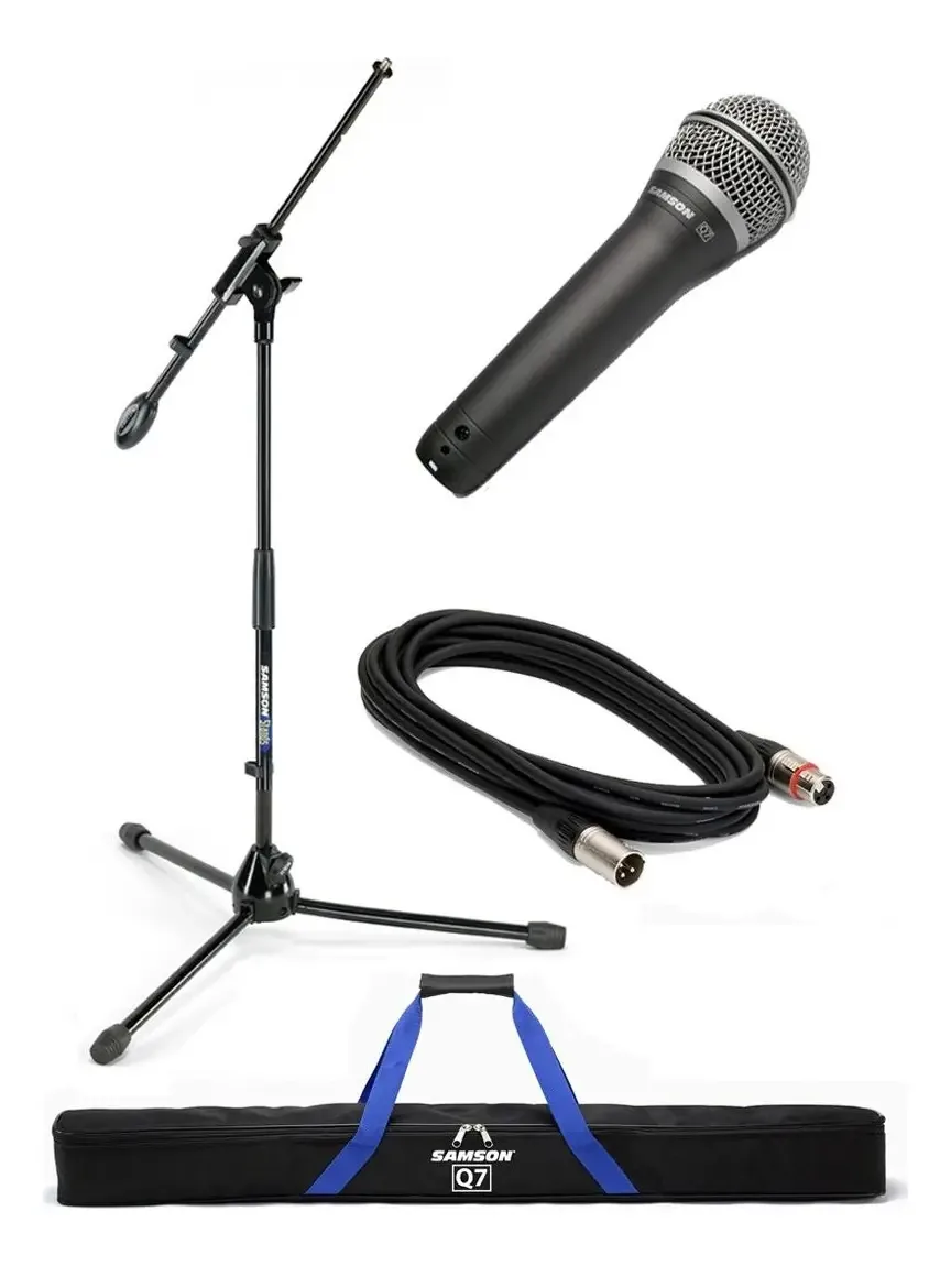 Conjunto de microfones Samson Q7vp, incluindo suporte e cabo, cor preta