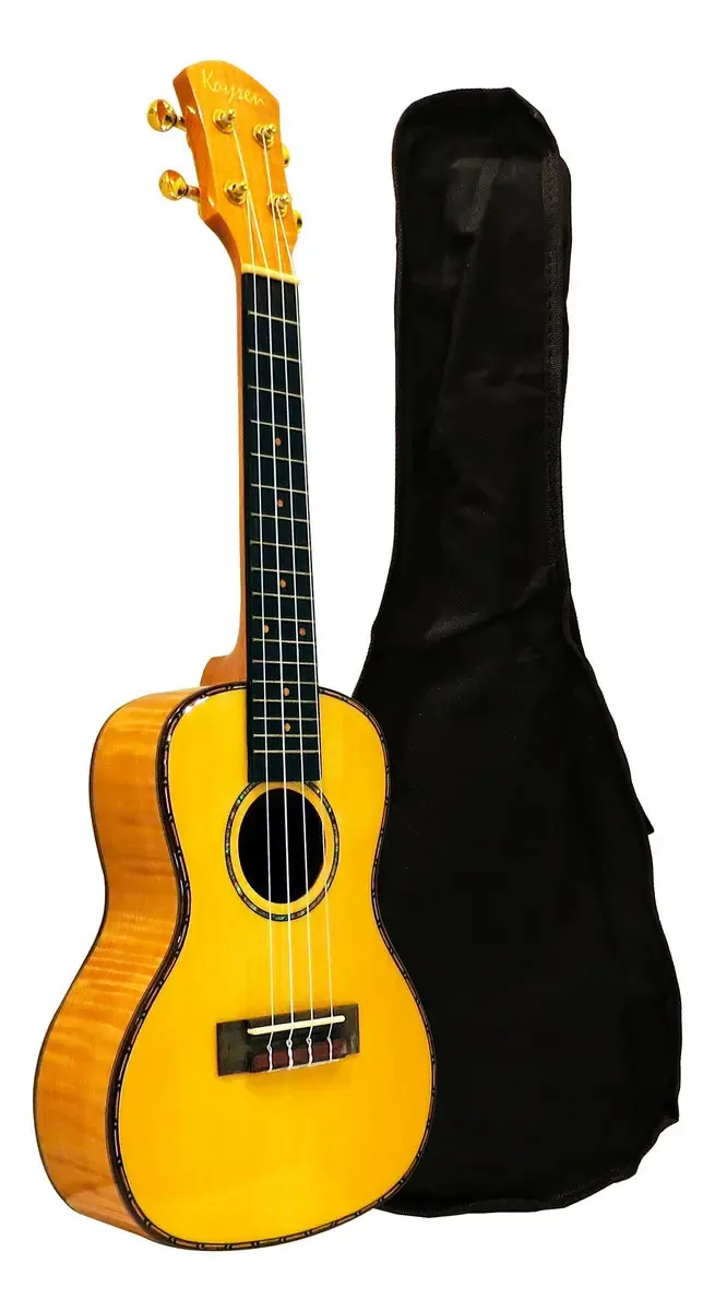 Concert Ukulele Solid Cover Clean Sound+Capa de ukulele de cor natural