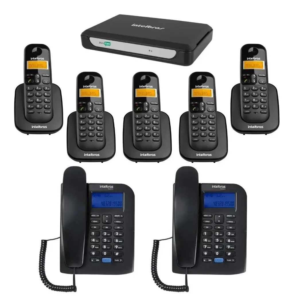 Kit Central Pabx 2 Linhas + 2 Tc 60 Id E 5 Ts 3111 Intelbr