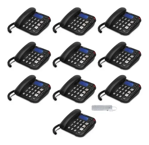 10 Aparelho Telefone Fixo Com Bina Viva Voz E Teclas Grandes