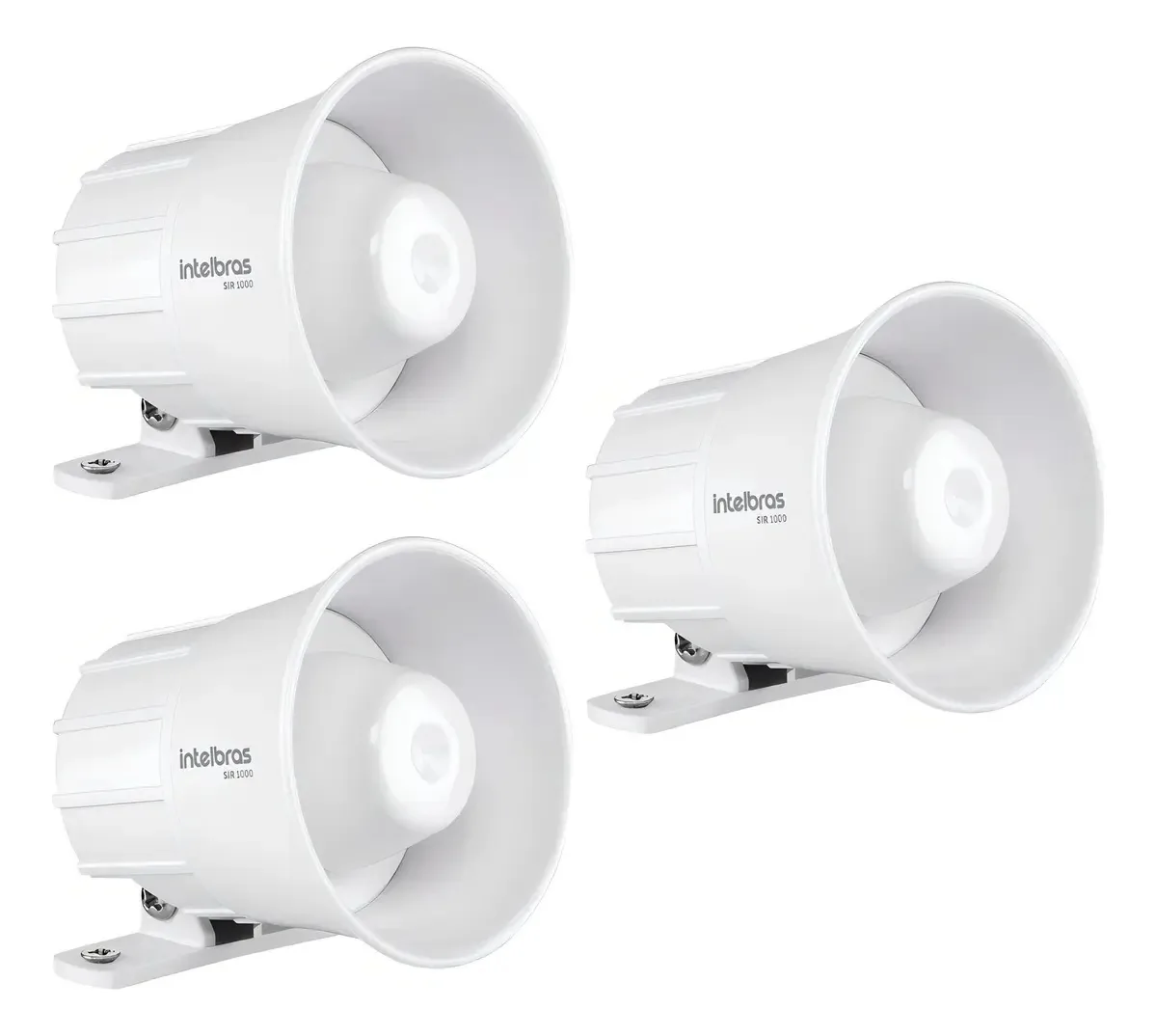3 Sirene Intelbras 105 Db Sir 1000 Branca Para Alarmes E Cerca