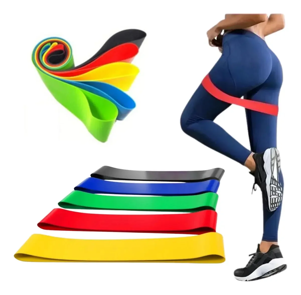 Kit 5 Faixas Elásticas De Resistência Para Treino Exercícios