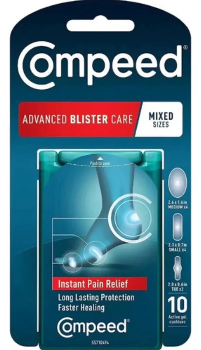 Caixa com 10 adesivos mistos para cuidado avançado de bolhas Compeed