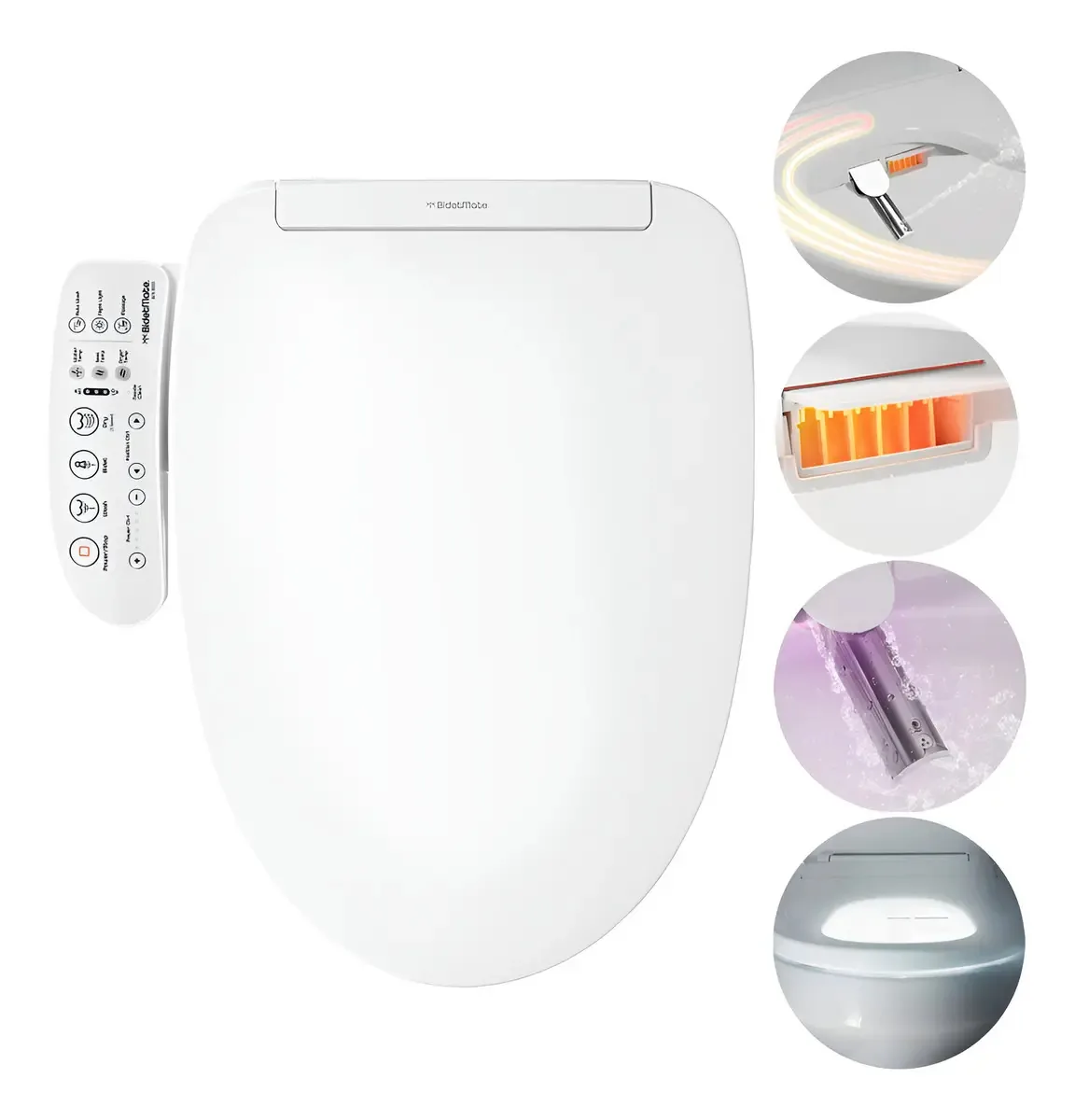 Smart Seat 3000 com água, secador e aquecimento, cor branca com painel lateral