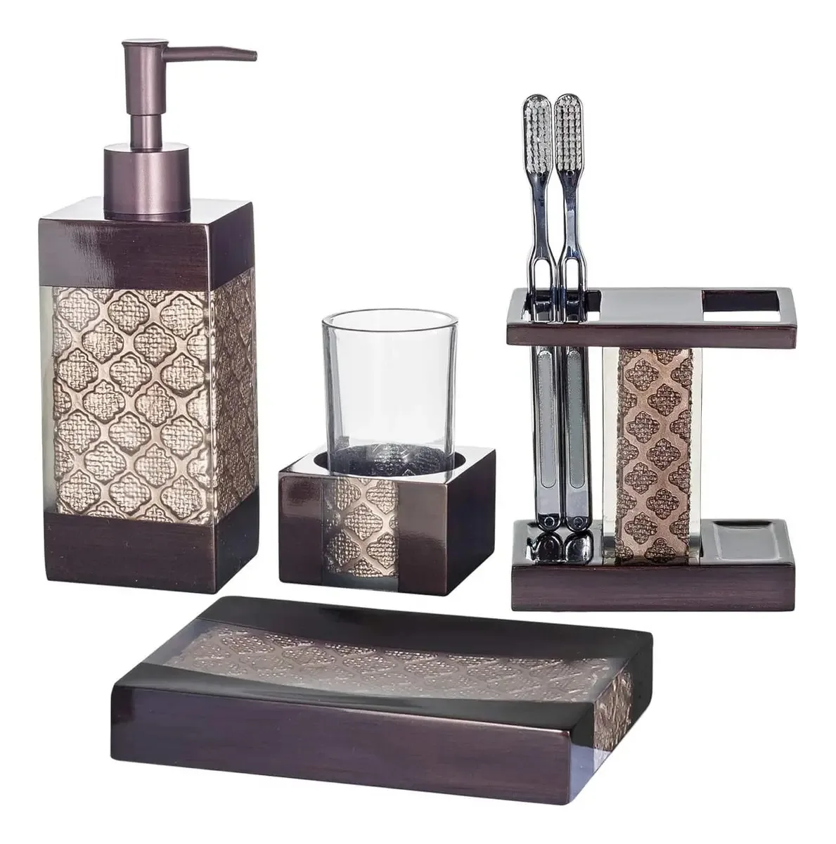 Conjunto de banheiro Dahlia de 4 peças | Acessórios decorativos para banheiro