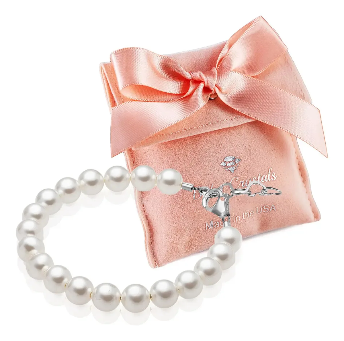 Pulseiras delicadas de prata esterlina Baby Crystals para meninos