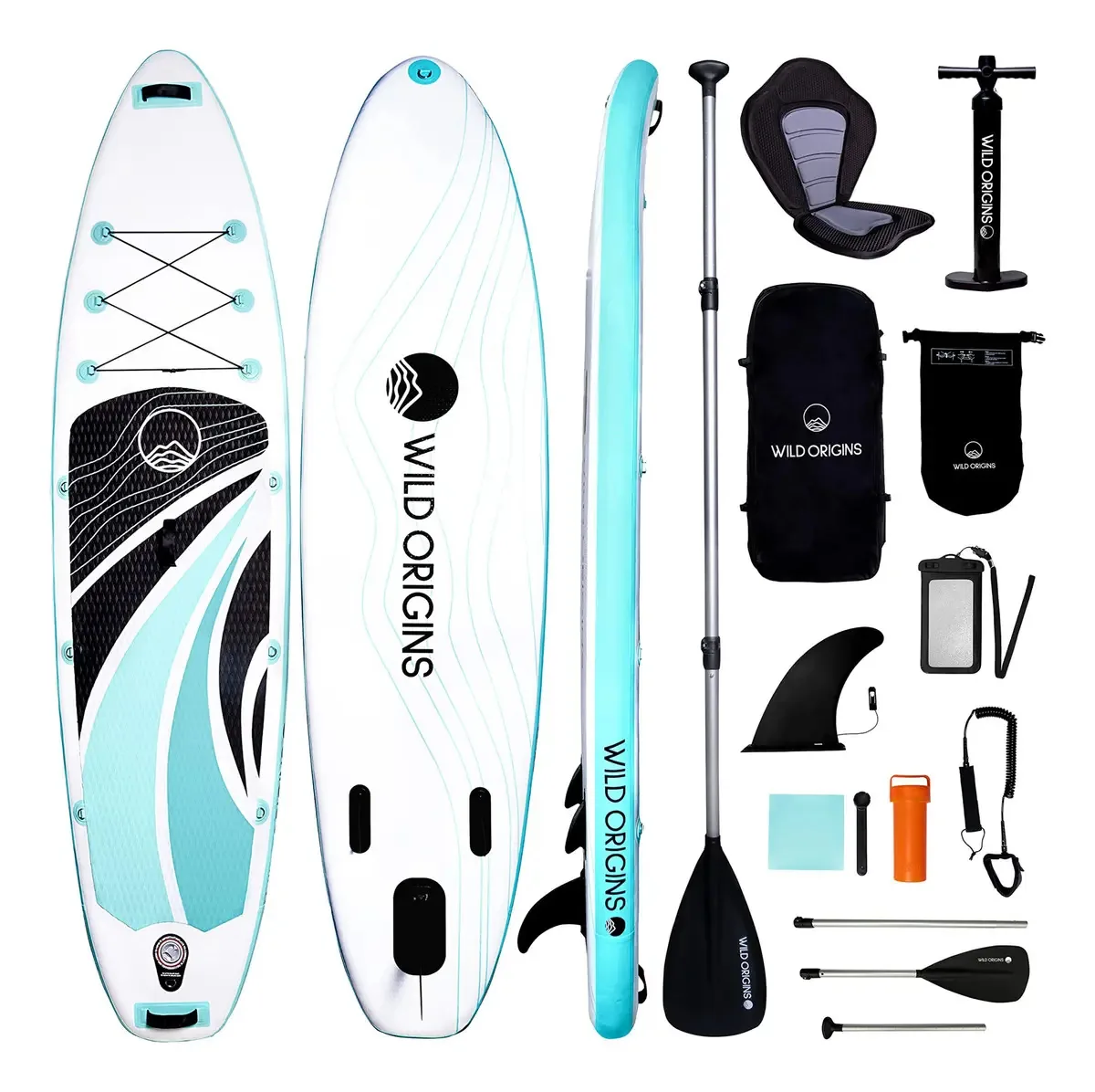 Prancha de Stand Up Paddle Inflável Wild Origins de 10'6'x31.5 X6 com Mochila e Acessórios SUP Premium Gratuitos. Capa Antiderrapante, Postura Ampla, Bolsa Impermeável Adicional, Corda, Remo e