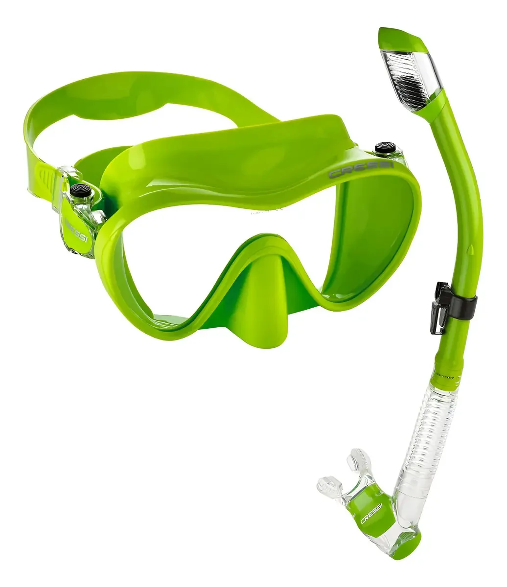 Kit de mergulho Cressi - máscara de mergulho livre e snorkel seco | F1. Cor verde