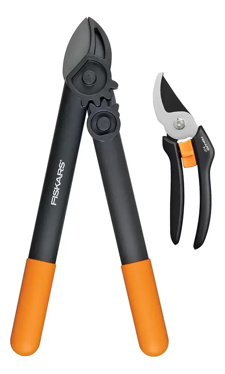 Conjunto de podadores e tesouras Fiskars para poda manual - preto