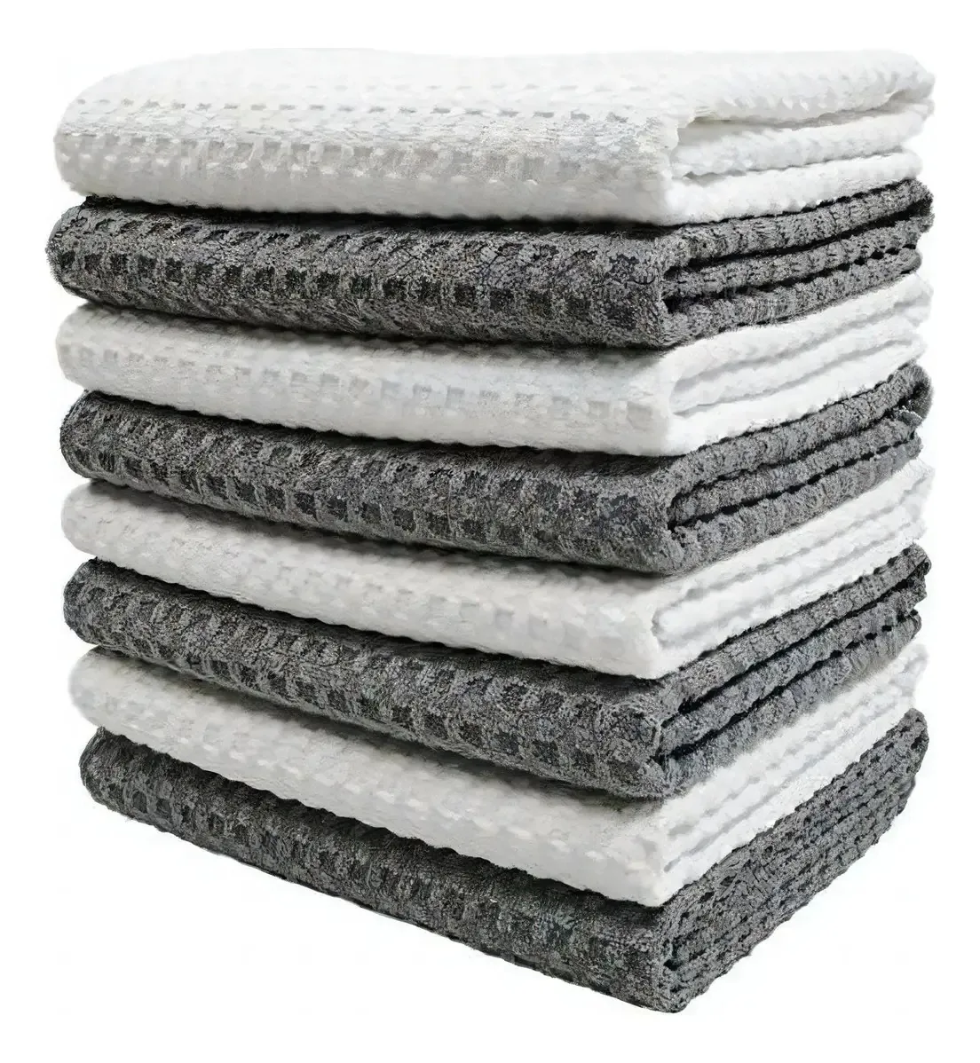 Polyte - Panos de cozinha de microfibra - Ultra Premium - Cinza/Branco - Pack 8