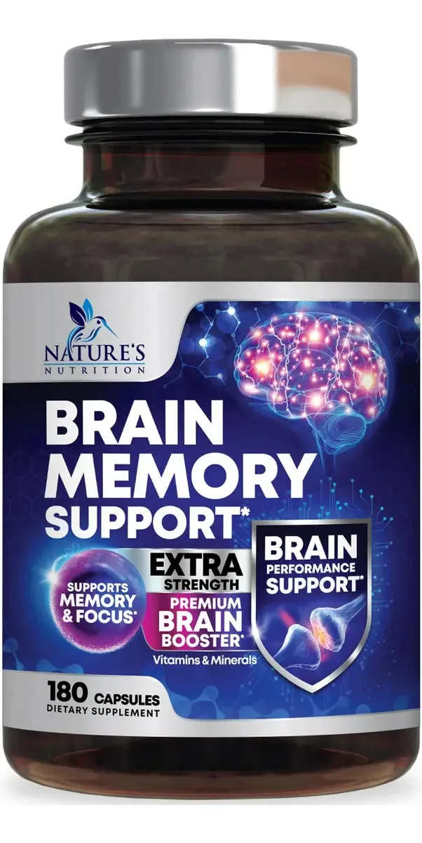 Suplementos cerebrais Nature's Nutrition Memory Focus 180 cápsulas