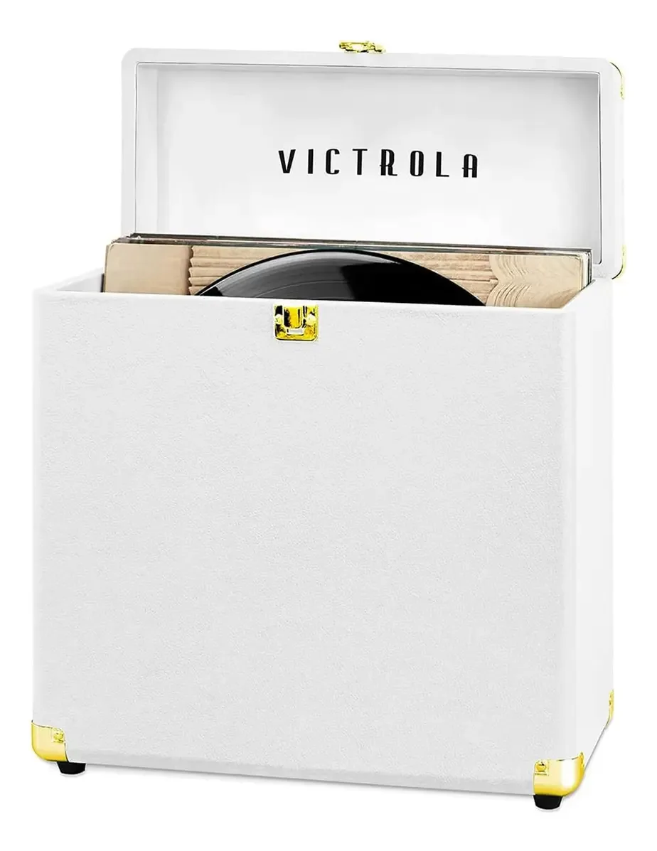 Estojo de armazenamento e transporte de discos Victrola D. Cor branca