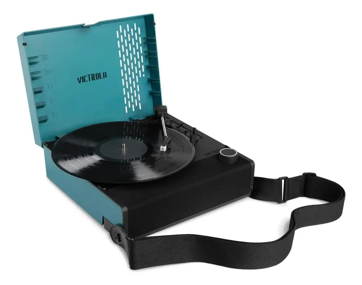 Toca-discos recarregável Bluetooth Victrola Revolution Go Blue