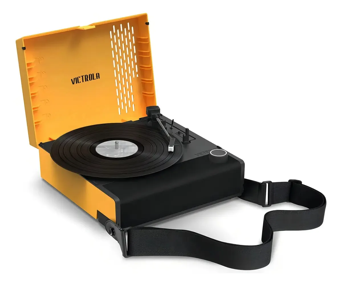 Toca-discos recarregável Bluetooth Victrola Revolution Go Citrus