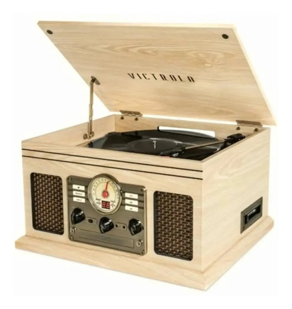 Toca-discos Bluetooth 6 em 1 Victrola Nostalgic e cor natural