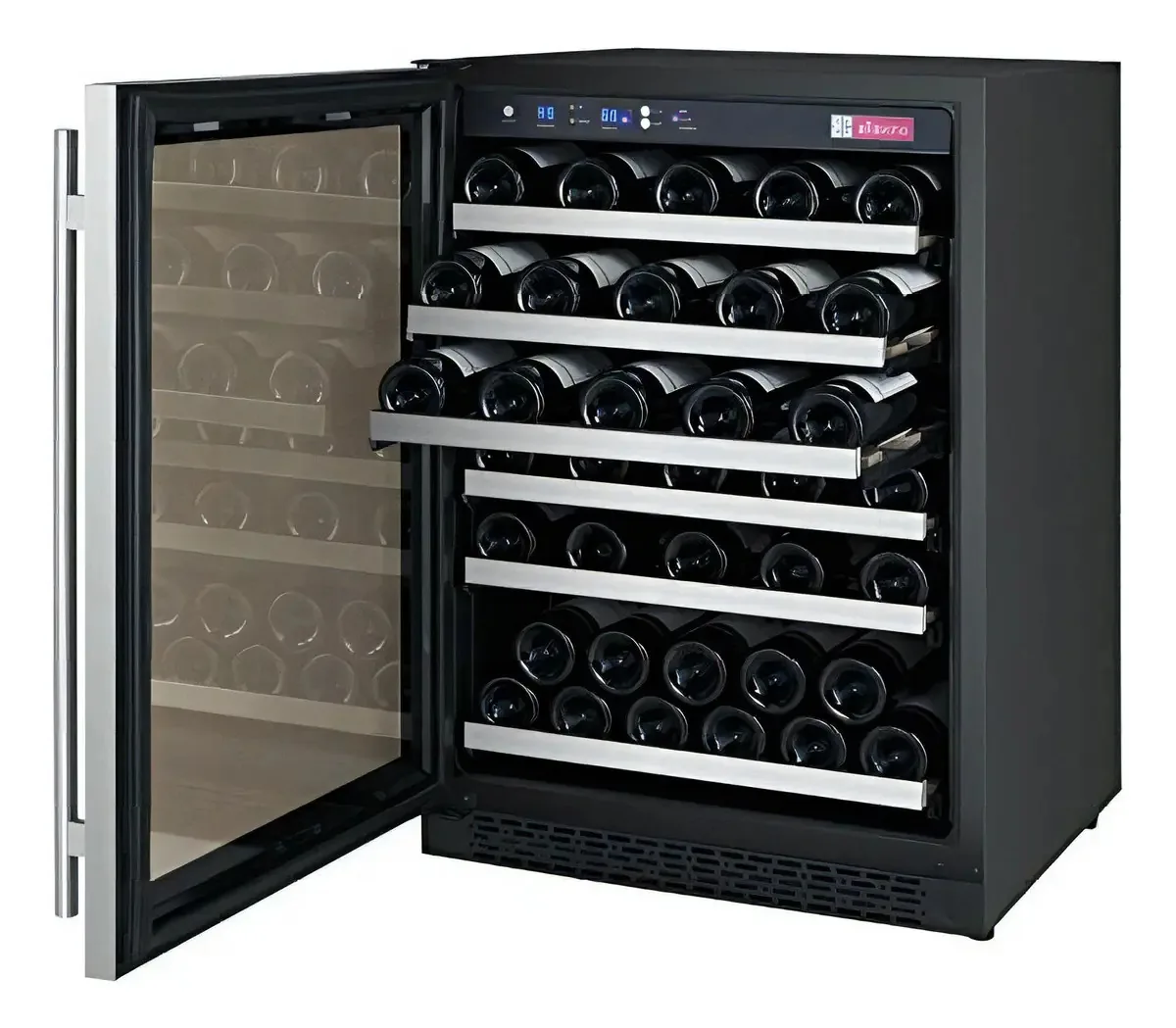 Refrigerador de vinho Allavino, 56 garrafas, aço inoxidável