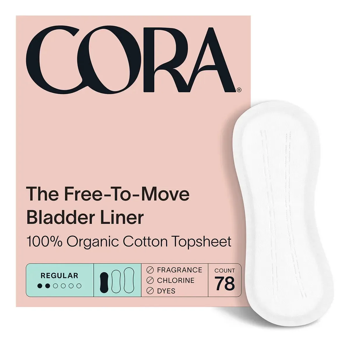 Cora Forros Orgânicos Ultrafinos para Bexiga | Absorventes para Incontinência e Pós-parto para Mulheres | Forros de Calcinha para Vazamentos de Bexiga | Algodão Respirável (regular | 78 Unidades)