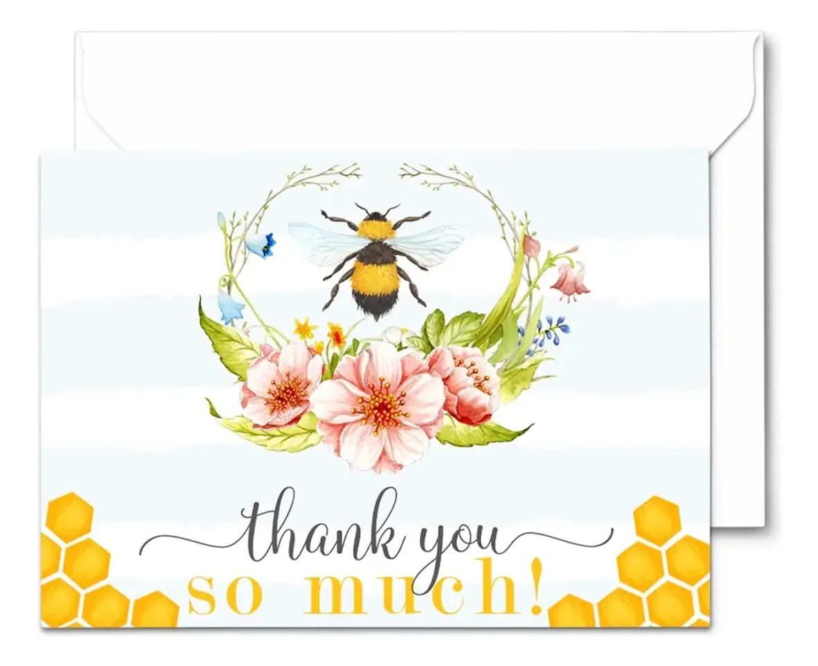 Cartões de agradecimento Paper Clever Party Bee com S