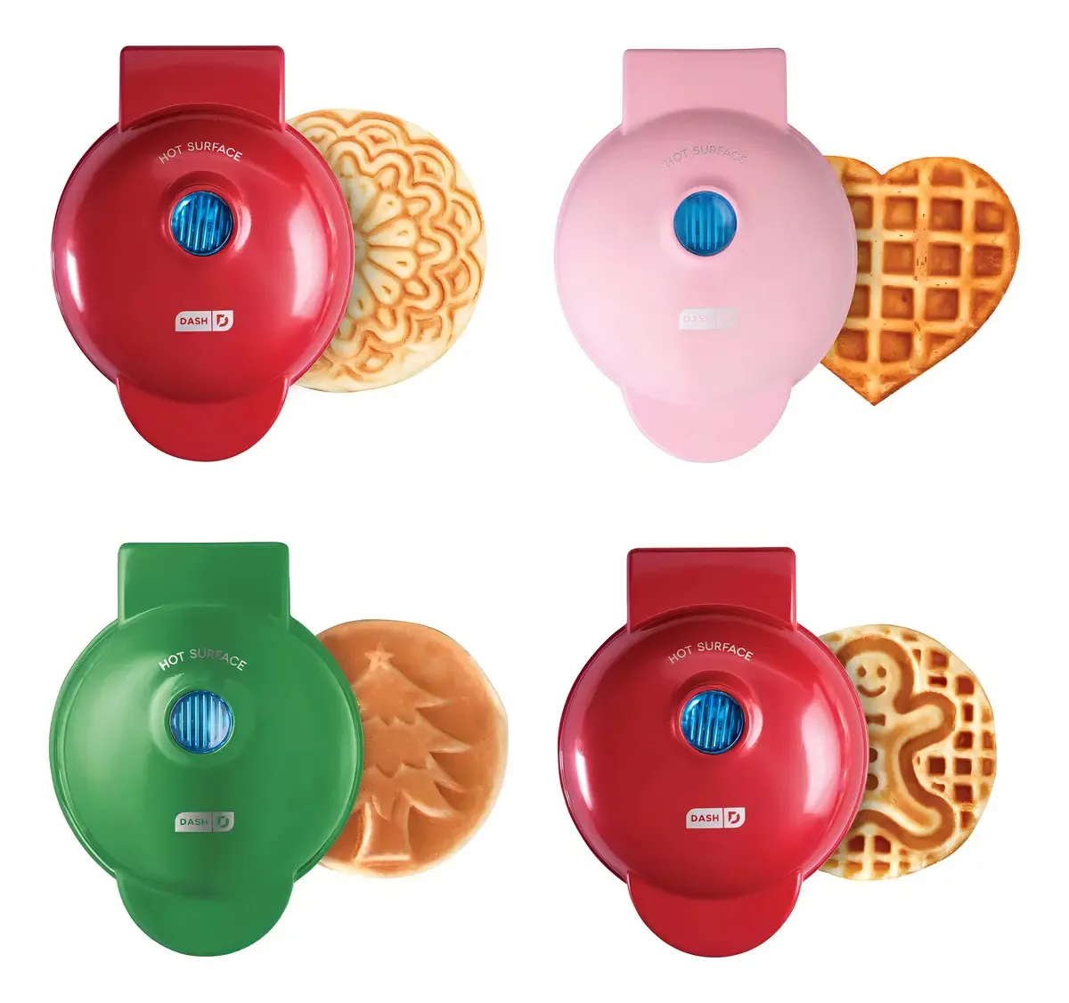 Mini Makers Natal Pack com 4 Máquinas Mini Waffle Dash Modelo DGMS04GBHL