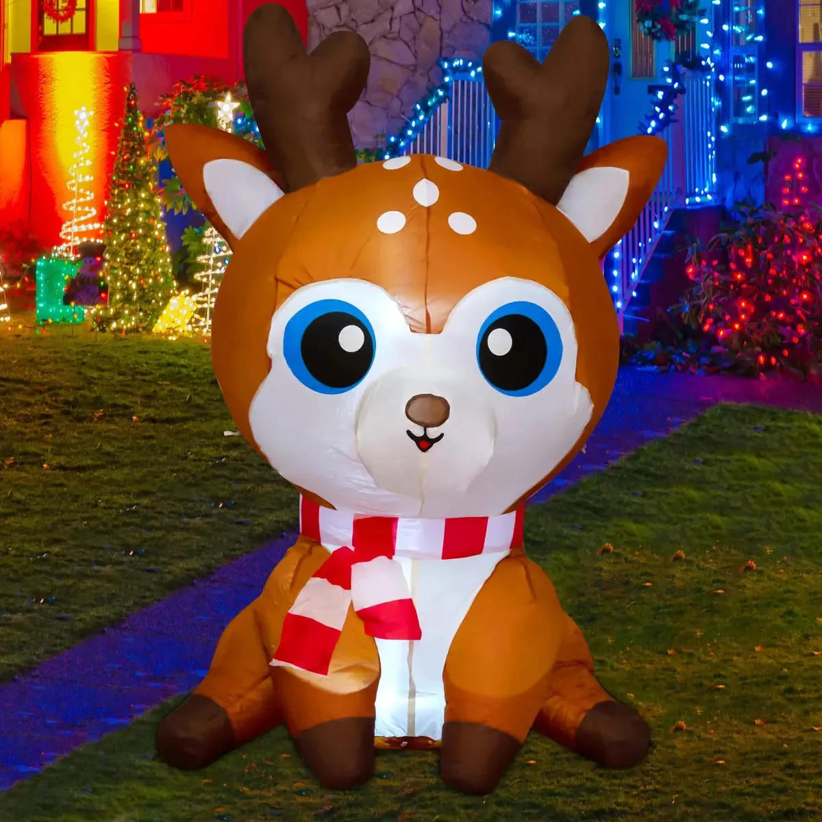 Comin - Infláveis de Natal de 1,8 milhão para decoração de exteriores, caixa, infláveis com LEDs integrados para Natal, pátio, gramado e decoração de jardim
