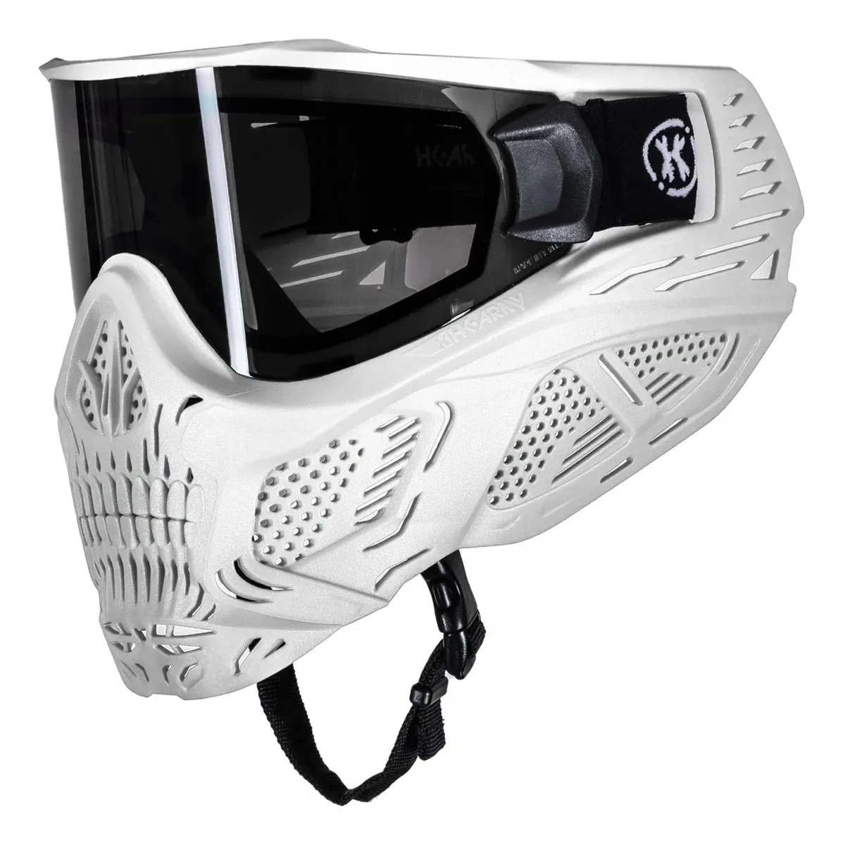 Máscara de paintball Hstl Skull, estilo militar, branca e fumaça