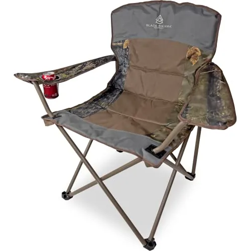 Black Sierra - Cadeira Almofadada Para Criança Grande, Para Camping E Caça, Cadeira Dobrável, Estrutura De Aço Superdimensionada, Suporta 300 Libras, Camuflagem
