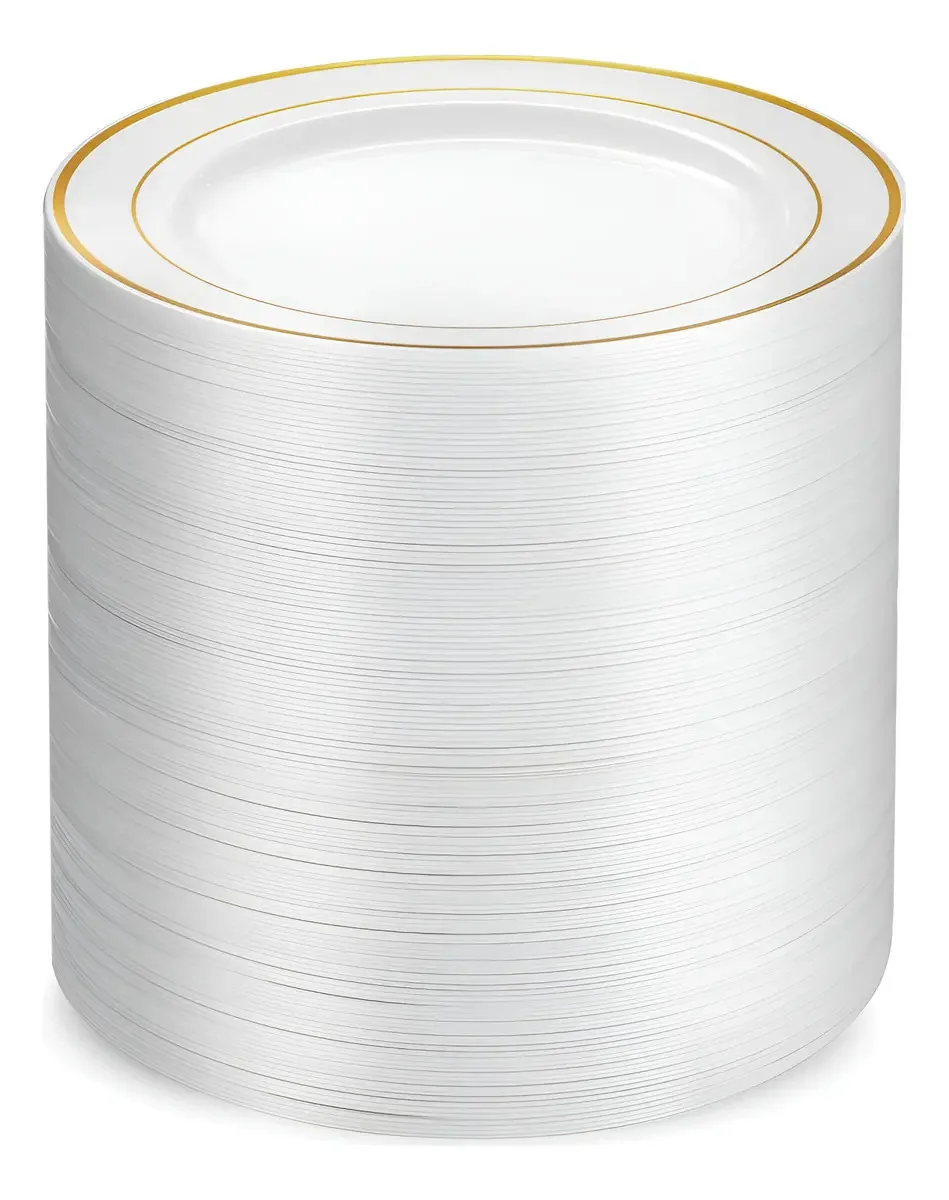 Pratos descartáveis Munfix 100 Gold, elegância e conforto