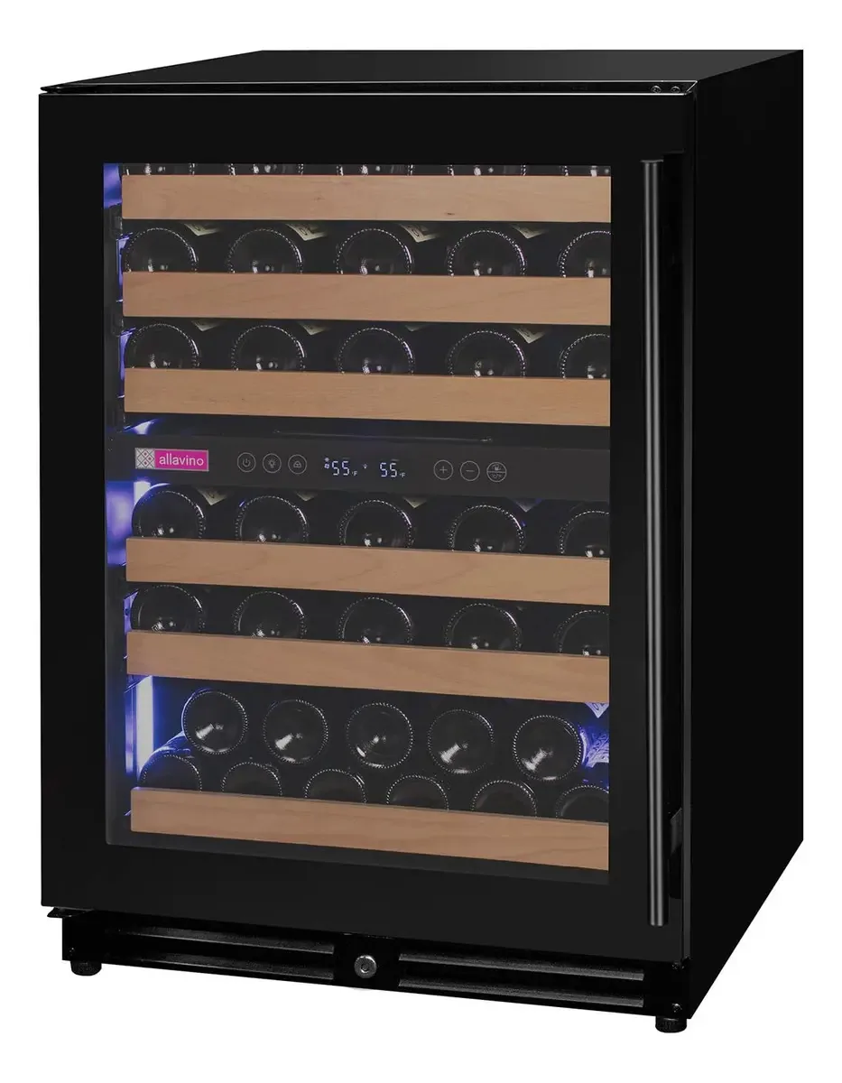 Refrigerador de vinho de vidro preto Allavino com dobradiça Iz